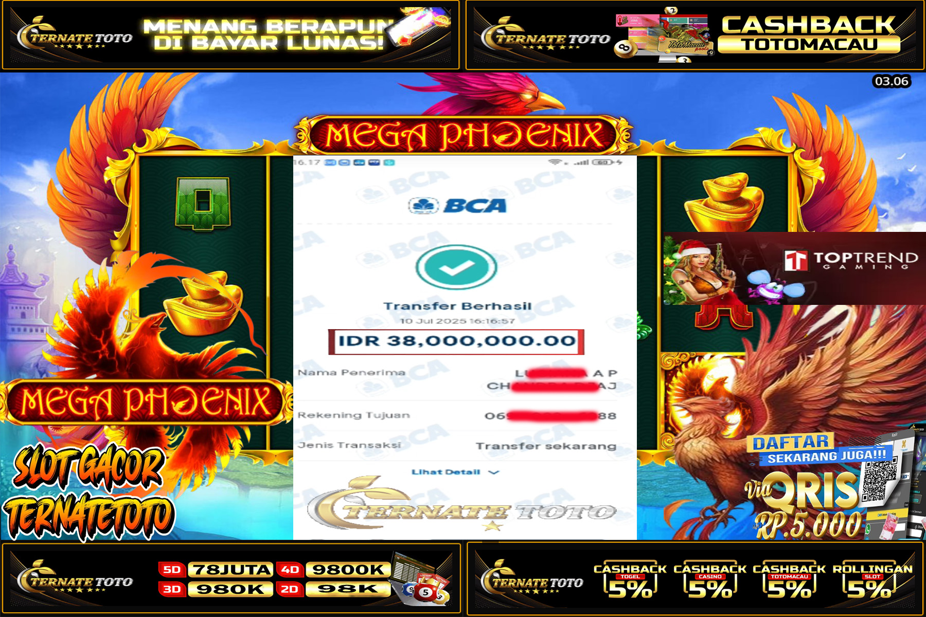 TERNATETOTO - Mega Phoenix Rp.38,000,000,-
